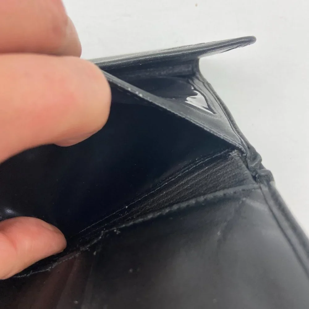 Vintage Black Leather Wallet Coin Cards
